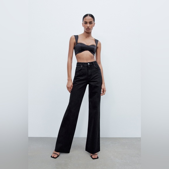 Zara Jeans Zara Black Wide Leg Jeans Full Length Poshmark
